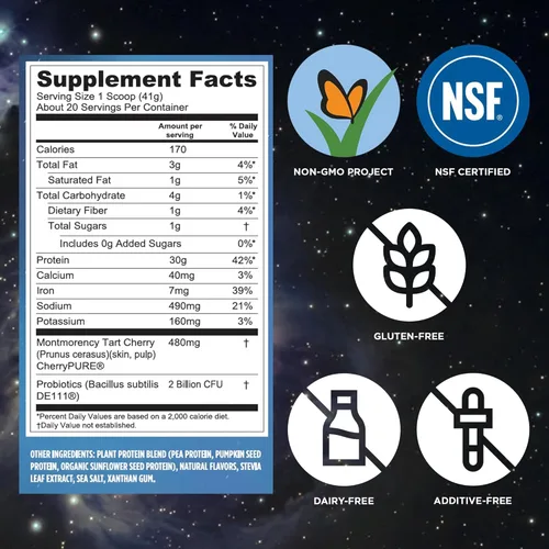 Miniatura 4 de Vega Sport proteína en polvo vegana + recuperación - 30g de proteína a base de plantas por porción, vainilla, 20 porciones, 5g de BCAA, probióticos