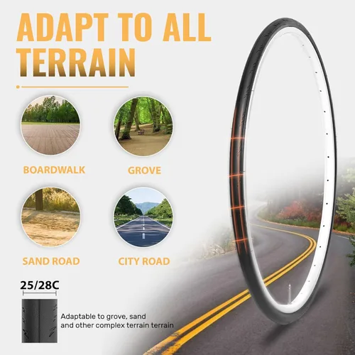 Miniatura 6 de Hycline Neumático de repuesto para bicicleta de carretera: 700x25C/700x28C/700Cx35C Neumáticos de bicicleta plegables de alto rendimiento