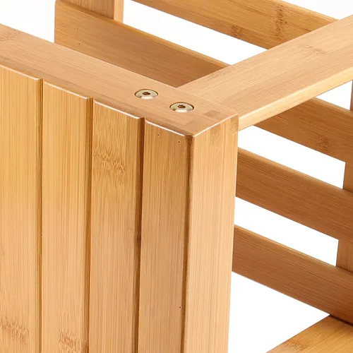 Miniatura 5 de HOIGON Paquete de 2 taburetes de ducha de bambú de 13 pulgadas, taburete de madera con carcasa de almacenamiento, taburetes antideslizantes