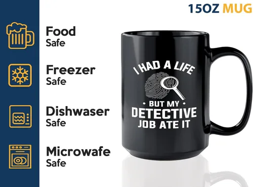 Miniatura 4 de Taza de café detective de 15 onzas, color negro -i had a - oficial de policía policía patrulla detective sheriff policial policía Academia