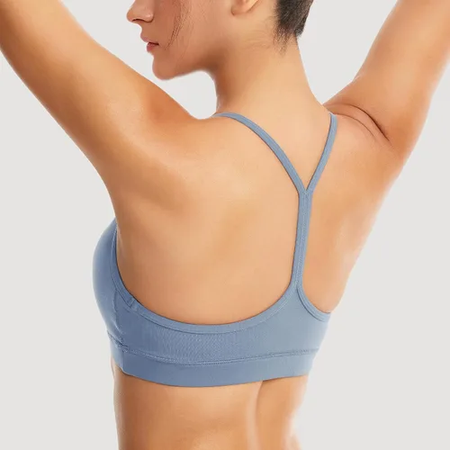 Miniatura 3 de Sujetadores deportivos acolchados para mujer, brasier deportivo sexy de línea larga entrecruzada, brasier deportivo de soporte medio con tirantes
