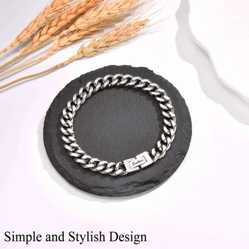 Miniatura 6 de Regalos para papá, hijo, nieto, tío sobrino, hermano, marido, novio, regalos para hombres y niños, pulsera de eslabones de cadena cubana, regalos