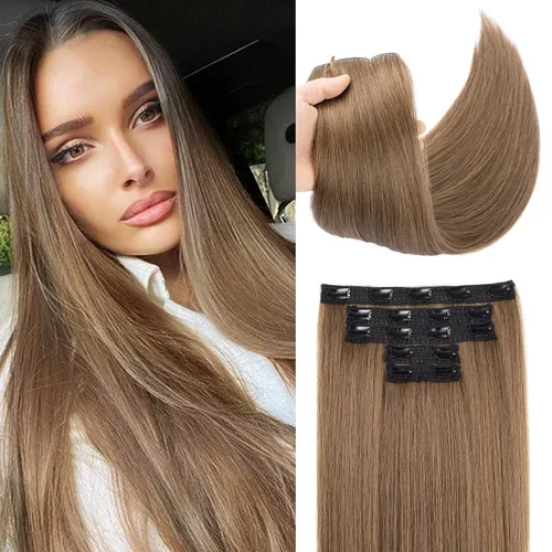 Miniatura 20 de REECHO Extensiones de cabello con pinzas, extensiones de cabello grueso y largo, extensiones de cabello sintético ligero para mujer, 24 pulgadas a