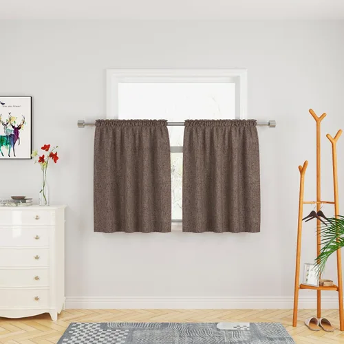 Miniatura 99 de UPOPO Cortinas de Niveles Beige Sobre Fregadero con Textura de Lino para Ventana de Cocina de 16 Pulgadas de Largo Caravana Privacidad Pequeñas