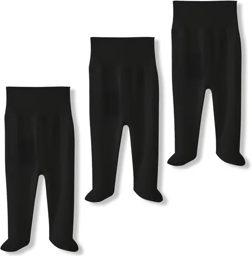 ACESTAR Pantalones de algodón con pies de cintura alta para recién nacidos, para bebés de 0 a 12 meses, paquete de 3 unidades, 1 paquete