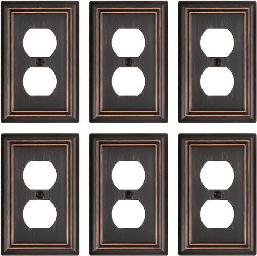 Miniatura 34 de Cubiertas de Enchufe Decorador Doble, Placas de Pared de Bronce Envejecido para Interruptor de Regulador, Enchufe GFCI y Receptáculo, Placas