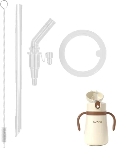 Miniatura 7 de Evorie Repuesto de popote con peso 360 para vaso de 7 onzas, incluye cepillo de limpieza para popote y boquilla de repuesto (paquete de 1)