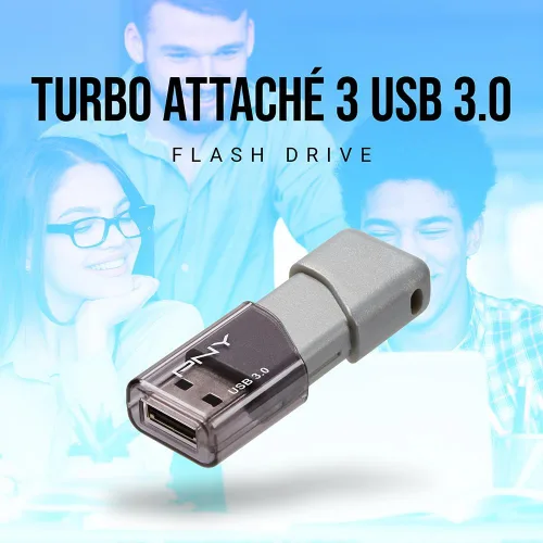 Miniatura 5 de PNY Unidad USB 3.0 Turbo Attaché 3 de 256 GB, paquete de 3 – Gris, P-FD256X3TBOP-MP, 100 MB/s, Ligera y Duradera - Almacenamiento y Transferencia