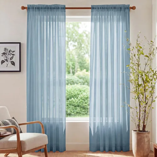 Miniatura 45 de NICETOWN Cortinas traslúcidas blancas de 63 pulgadas de largo para dormitorio, cortinas de gasa translúcida con bolsillo para barra, paneles