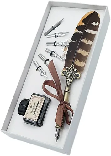 Miniatura 2 de Bolígrafo de plumas de búho vintage con plumas refinadas para bodas, firmas y escritura