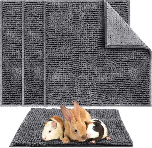 Miniatura 16 de Amylove 4 Piezas Forro de Jaula para Conejo de Indias Ropa de Cama para Conejo de Indias Alfombrilla para Puerta de Perro para Patas de Mascotas