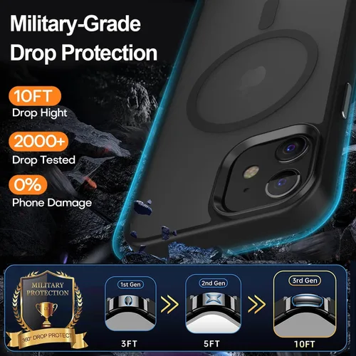 Miniatura 5 de Fuerte magnético para iPhone 11, compatible con Magsafe, [resistente a caídas de 13 pies] Funda trasera translúcida mate con sensación de piel