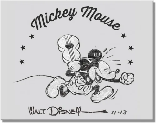 Desperate Enterprises Cartel de hojalata de Mickey Mouse con guitarra, decoración nostálgica vintage de metal para pared, fabricado en Estados Unidos