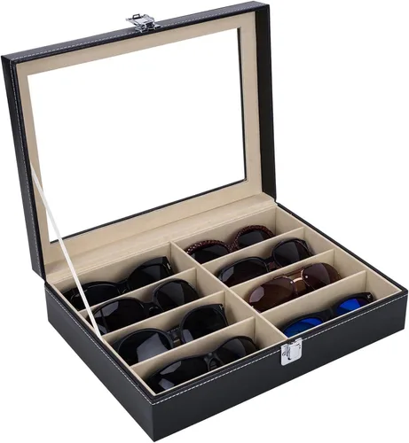 AUTOARK Leather 8 Piece Eyeglasses Storage and Sunglass Glasses Display Case Organizer