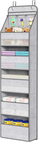 Miniatura 14 de Univivi Organizador para colgar sobre la puerta con 5 estantes de tela, organizador de almacenamiento para puerta con 4 bolsillos grandes y 3