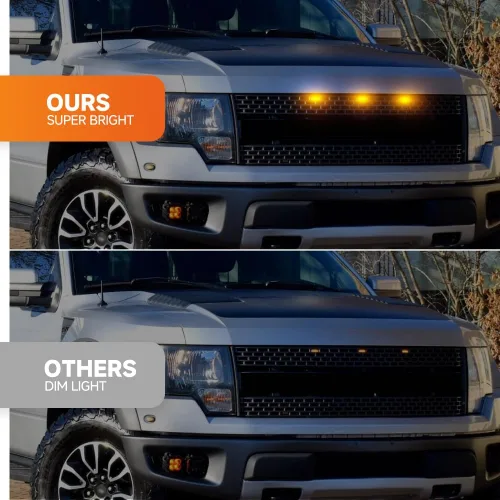 Miniatura 4 de Luces LED ámbar Raptor con lente ahumada para Ford F150 SVT Raptor Pick Up 2017-2019 Ford Raptor Pick Up 2017-2019 parrilla delantera conducción