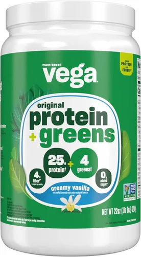 Vega Proteína y Proteína de Verduras en Polvo, Vainilla - 20g de Proteína a Base de Plantas Plus Vegetales, Vegana, Sin OGM, Proteína de Guisante
