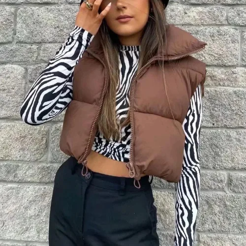 Miniatura 3 de Chaleco acolchado para mujer ligero sin mangas cálido para exteriores acolchado chaleco acolchado