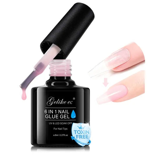 Miniatura 9 de Gelike EC Peachy Jelly Gel de Pegamento para Uñas - 6 en 1 Uñas Acrílicas Transparentes Extra Fuertes - Adhesivo de Extensión de Larga Duración UV