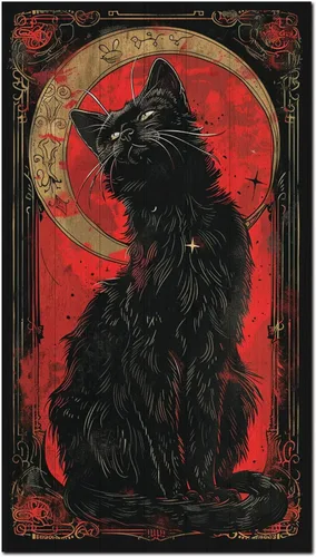 Miniatura 9 de Letrero colgante retro de Halloween en madera, arte de pared gótico de gato negro y luna con 2 ganchos en la parte posterior, obra de arte