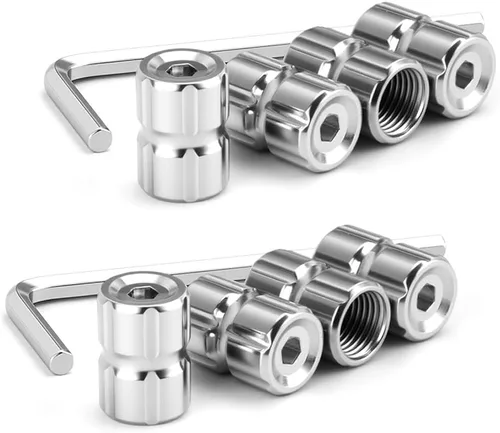 Miniatura 15 de Dsycar Paquete de 8 tapas de vástago de válvula de neumático de bloqueo con sello de goma, tapas de vástago de válvula de aluminio antirrobo