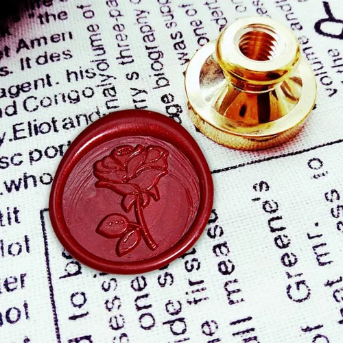 Miniatura 3 de Sello de Cera, Cabeza de Latón con Diseño de Rosa con Mango de Madera, Para Hacer Sellos para Invitaciones de Fiestas de Boda, Sobres, Tarjetas