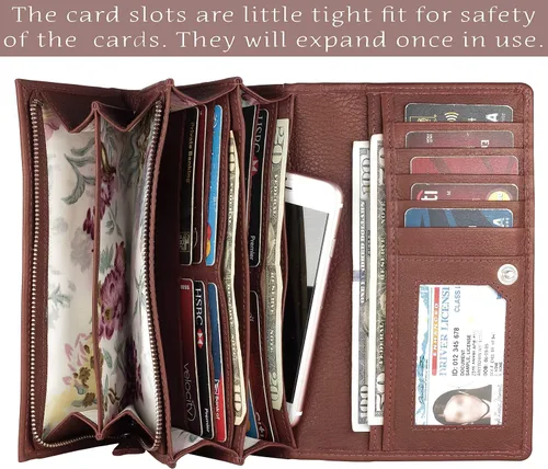 Miniatura 3 de Mou Meraki - Billetera o bolsa de mano de cuero genuino, con bloqueo de seguridad RFID, con escudo contra el robo de identidad, para mujeres