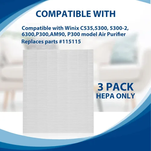 Miniatura 5 de 115115 Filtro de repuesto tamaño 21 A compatible con Winix C535 C909, Winix PlasmaWave 5300, 6300, 5300-2, 6300-2, P300 purificador de aire de onda