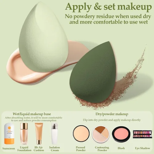 Miniatura 6 de Juego de 14 esponjas de maquillaje, mezclador de esponjas de belleza con 4 borlas de polvo y 4 mini esponjas de maquillaje, regalo del día de San