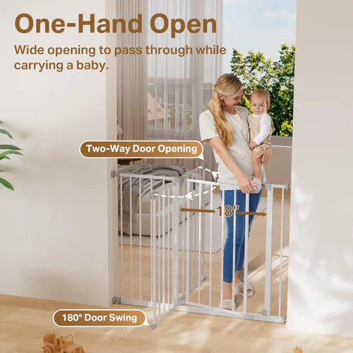 Miniatura 7 de InnoTruth Puerta de bebé de 29.5 a 40.75 pulgadas para escaleras, puertas para perros de 30 pulgadas de alto para puertas y pasillos, puerta