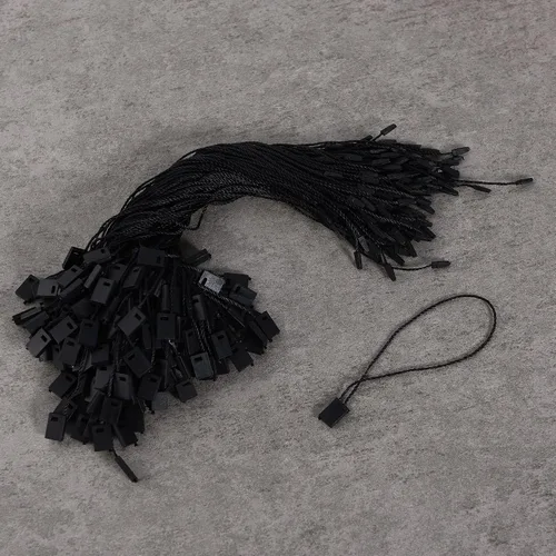 Miniatura 5 de 3000 unidades de cuerda de etiqueta colgante, 7 pulgadas de nailon negro con cierre de presión de gancho de plástico para sujetar la etiqueta