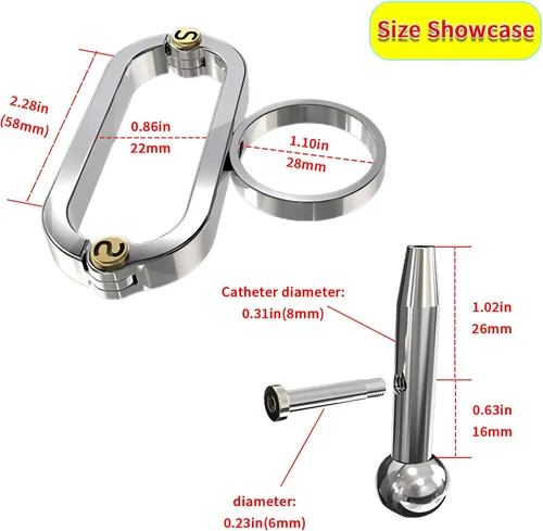 Miniatura 4 de Dispositivo de castidad de metal, jaula de castidad utilizada para restringir el pene masculino con conducto de metal SM Juguetes sexuales