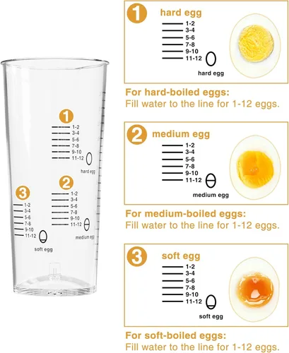 Miniatura 4 de Evoloop Olla rápida de huevos eléctrica con capacidad para 12 huevos, para huevos suaves, medianos, duros, escalfados, fabricante de tortilla, Gris
