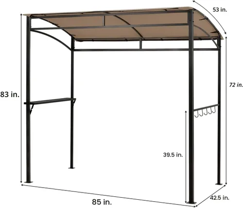 Miniatura 4 de Tangkula - Cenador de parrilla de 7 pies, toldo para barbacoa de patio con estante de servicio y ganchos de almacenamiento, refugio curvo para Café