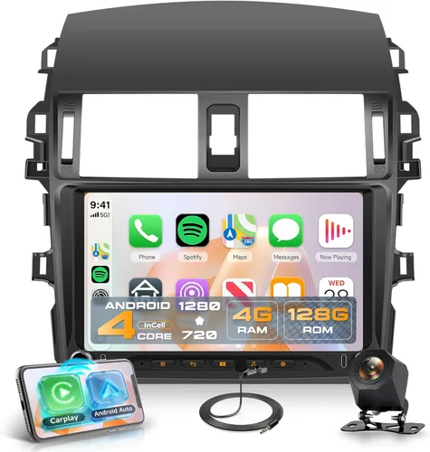 Miniatura 12 de Radio de coche 2G+64G para Toyota Corolla 2009-2013, estéreo de coche Android inalámbrico Carplay, Rimoody pantalla táctil de 9 pulgadas