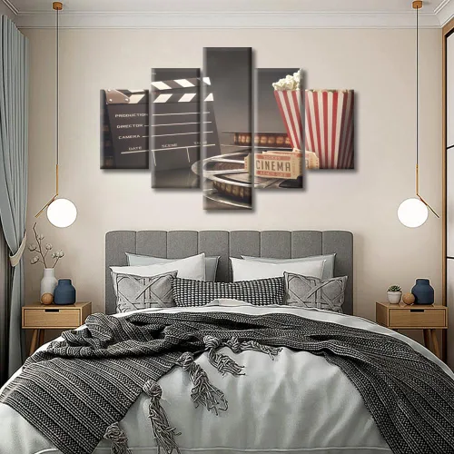 Miniatura 3 de Lienzo decorativo para pared, imágenes de cine, decoración de pared para sala de estar, 5 piezas, concepto de cine, escena, obra de arte, decoración