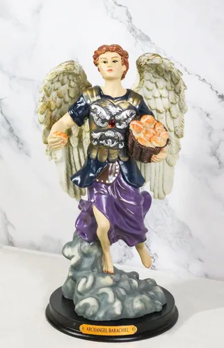 Miniatura 9 de Ebros Iglesia Católica Ortodoxa Ortodoxa Oriental Bizantina Colorido Arcángel Barachiel La Provisión de Dios Estatua con placa de nombre de latón
