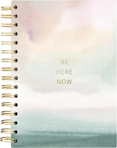 Graphique Diario en espiral de tapa dura, diseño de acuarela calmante Be Here Now | Papel de primera calidad | Cuaderno | Diario | Listas | Registro