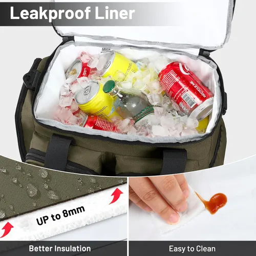 Miniatura 4 de MIER Caja de almuerzo para hombres, bolsa de almuerzo aislada resistente de 20 latas, bolsas enfriadoras grandes y suaves a prueba de fugas