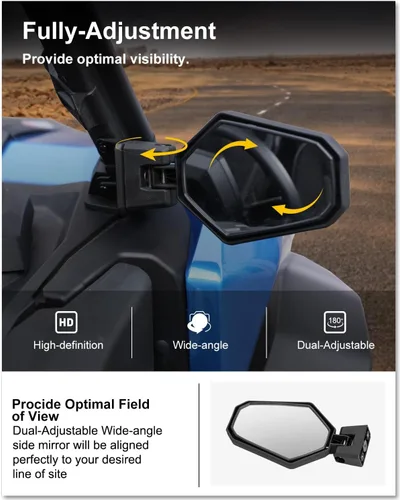 Miniatura 2 de KIWI MASTER Espejos laterales para Can-Am Commander 2021-2026, accesorios deportivos Can-Am Maverick Sport/Trail 2018-2026, espejo retrovisor