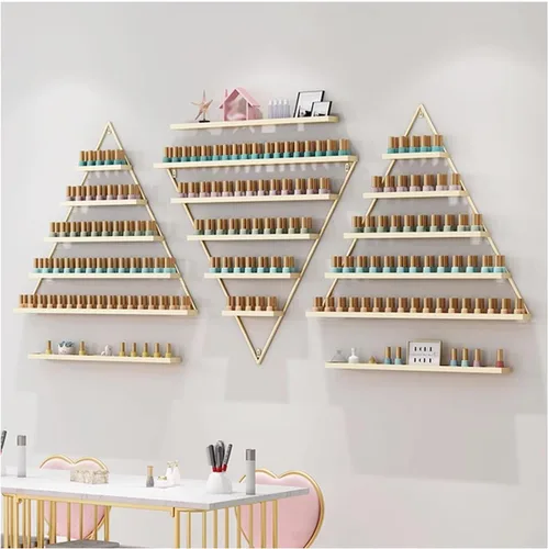 Estante de metal para esmalte de uñas, 6 juegos triangulares de exhibición de cosméticos, organizador de estantes de botellas de aceite esencial,
