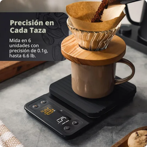 Miniatura 3 de Greater Goods Báscula de café con temporizador, báscula digital de precisión de 0.00 oz para café y café expreso para vertido, pesaje de granos