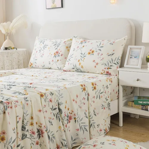 Miniatura 88 de FADFAY Juego de sábanas de rosas blancas, ropa de cama vintage floral de rosas, ropa de cama estilo rústico, 100% algodón egipcio percal, 800 hilos