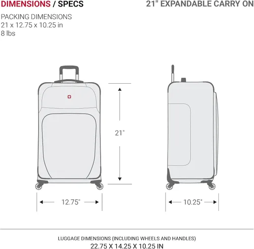 Miniatura 8 de SwissGear, Negro, 3 Piece Set (212527), Equipaje Sion Softside con ruedas giratorias