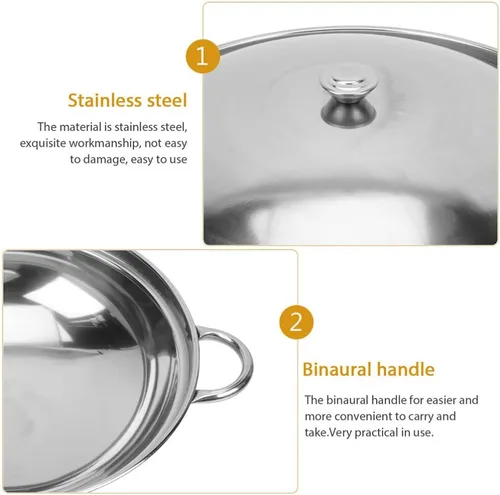 Miniatura 4 de Kichvoe Juego de ollas de cocina de acero inoxidable con asas dobles de 9.44 pulgadas, olla multiusos para cocinar platos calientes y mariscos