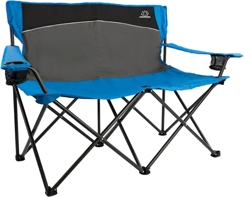 MOUNTAIN SUMMIT GEAR Caddis Sports - Silla doble plegable portátil con portavasos y bolsa de transporte, perfecta para camping, picnics y aventuras