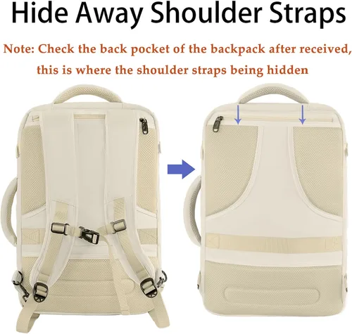 Miniatura 3 de MATEIN Mochila de viaje grande para mujer, mochila ligera de mano y correas de hombro ocultas, mochilas antirrobo impermeables para vuelo, mochilas