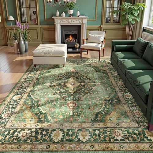 Miniatura 52 de Alfombras de área de 5 x 8 pies para dormitorio, alfombra lavable de 5 x 8, alfombra vintage grande, antideslizante, alfombra bohemia para sala