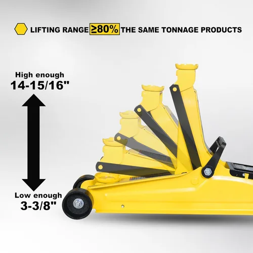 Miniatura 3 de YELLOW JACKET Gato hidráulico de piso de perfil bajo para carro de 2.5 toneladas con bomba de elevación de pistón único, capacidad de 5500 libras
