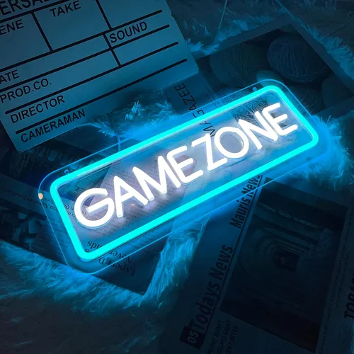 Game Zone - Letreros de neón para decoración de habitación de jugadores, letrero de neón para decoración de pared, dormitorio, sala de juegos, Azul